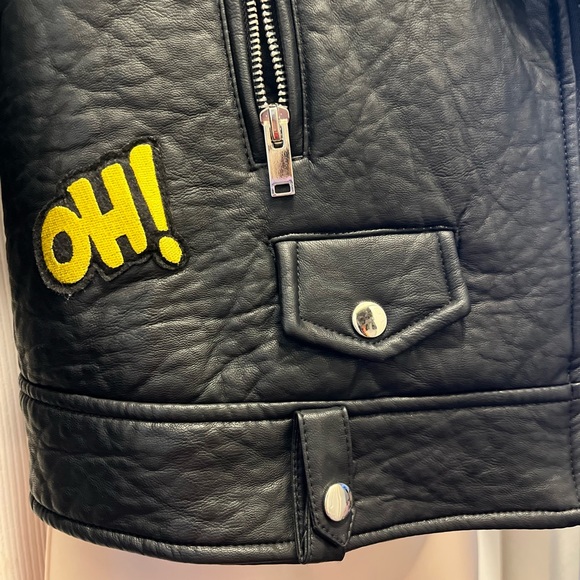 Faux Leather letter patch Moto Jacket. - Picture 5 of 6